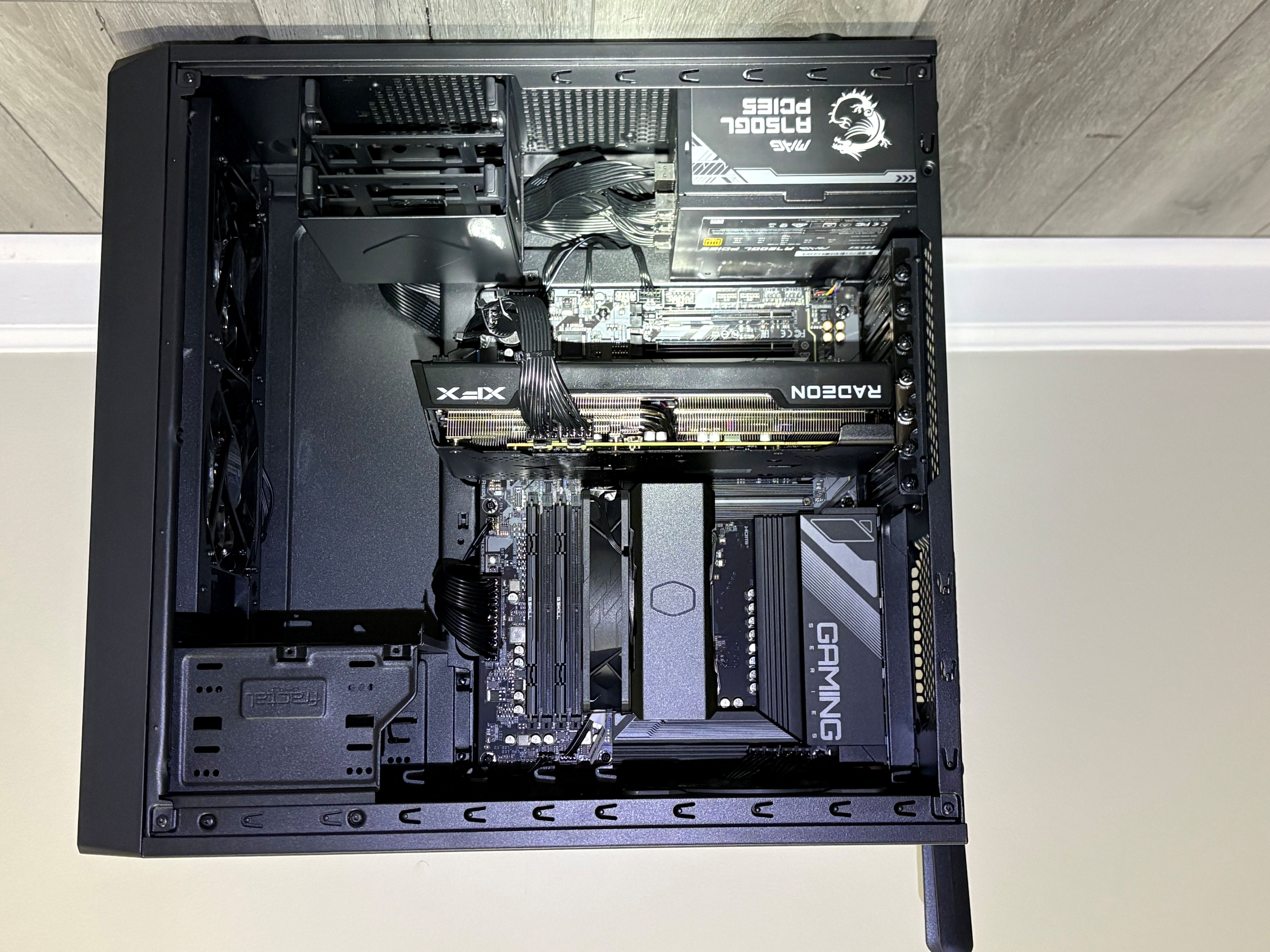 Side view of custom build 01 with the glass removed to show internal components more clearly